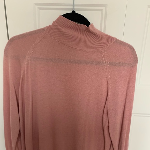 Light pink, long sleeved, mock neck, knit sweater - Picture 1 of 4